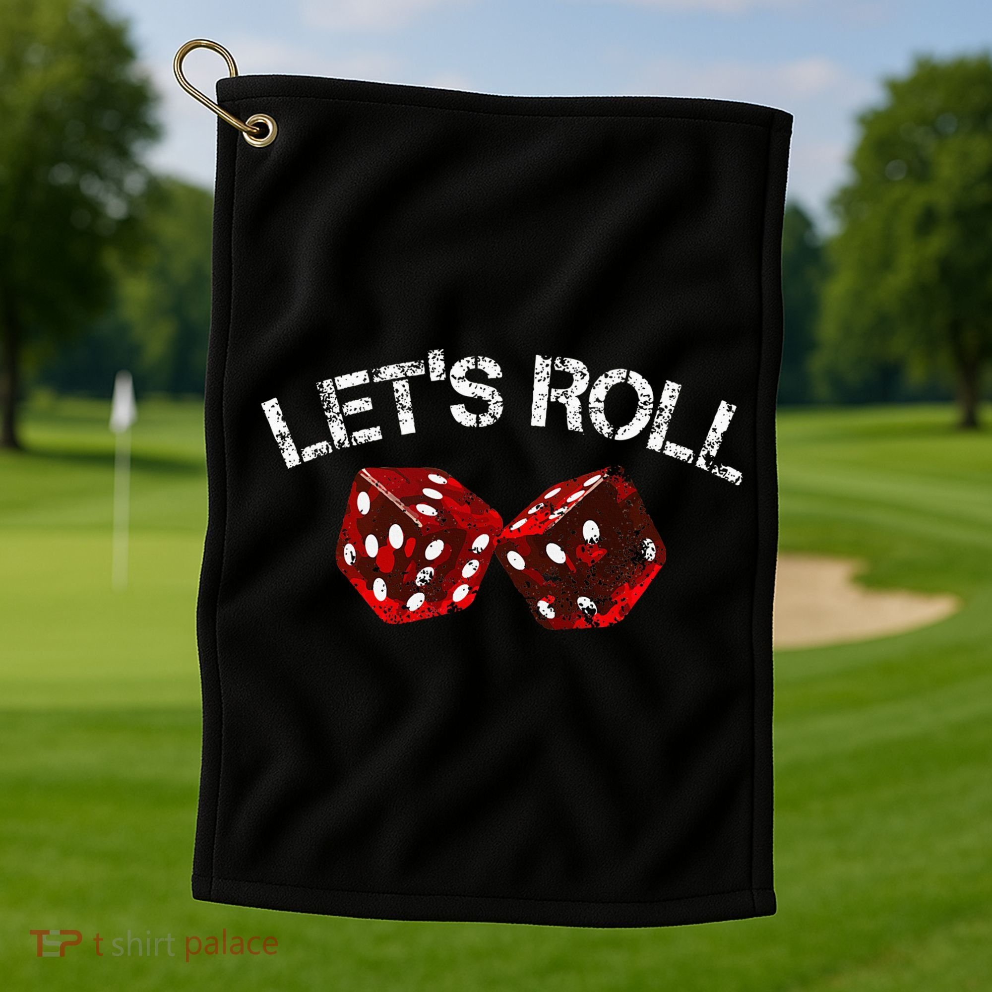 LetS Roll Funny Red Dice Craps Game Night Golf Towel