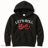 LetS Roll Funny Red Dice Craps Game Night Kids Hoodie thumb 0