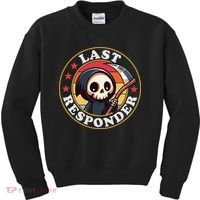 Last Responder Funny Mortician Grim Reaper Kids Sweatshirt thumb 0
