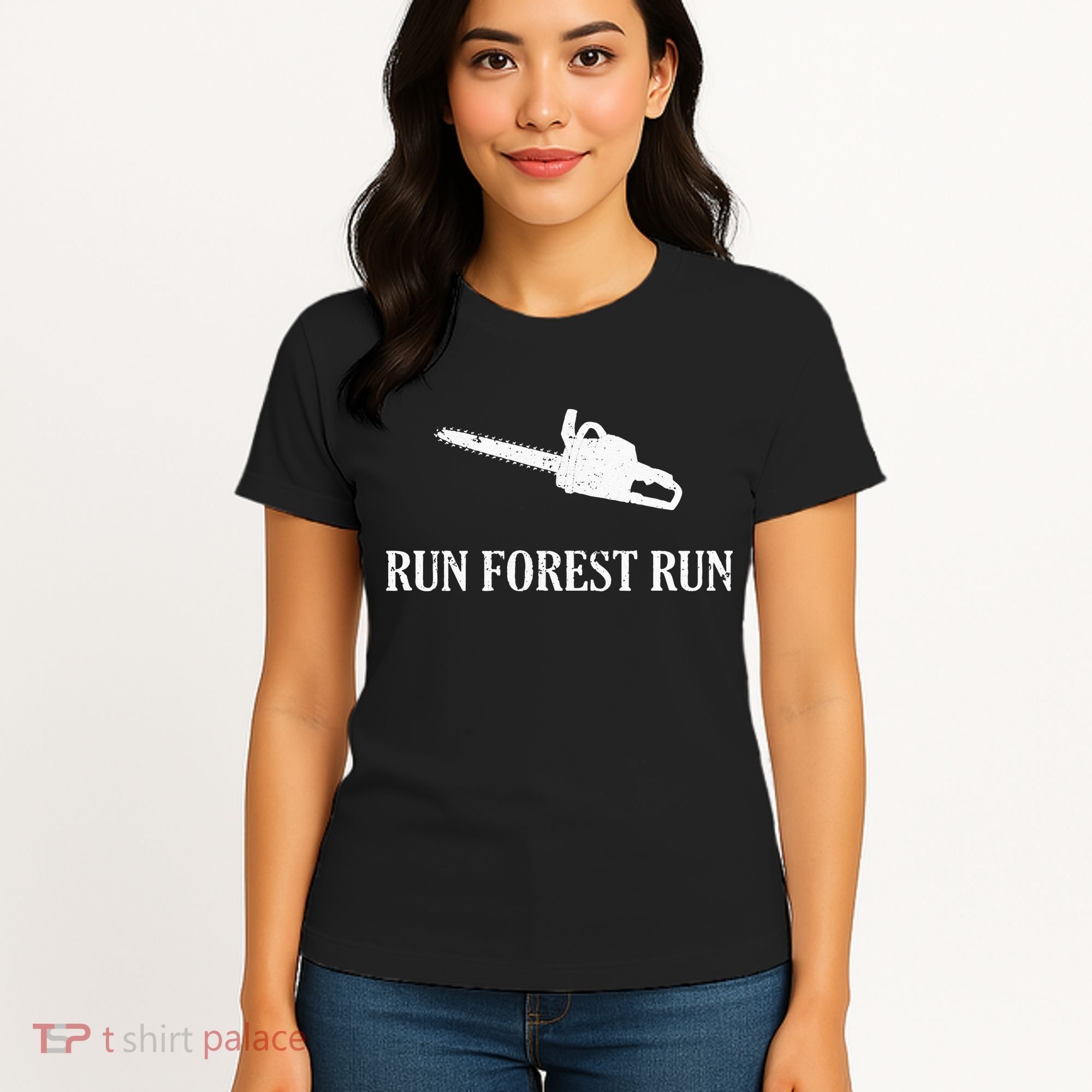 Lumberjack Run Forest Run Chainsaw Logger Arborist Women's T-Shirt