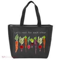 Lets Root For Each Other Vegetable Quote Tote Bag thumb 0
