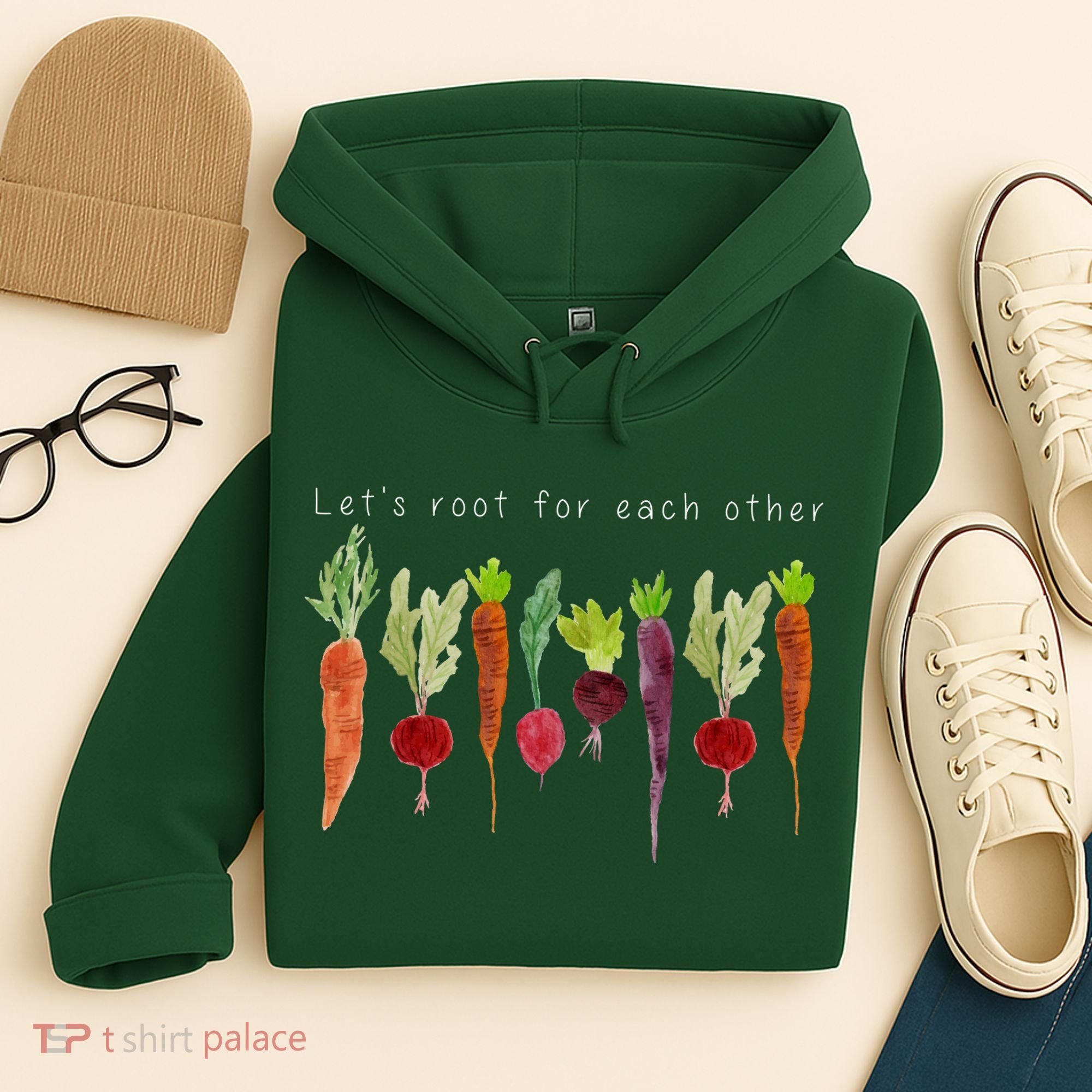 Lets Root For Each Other Vegetable Quote Hoodie