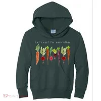 Lets Root For Each Other Vegetable Quote Kids Hoodie thumb 0