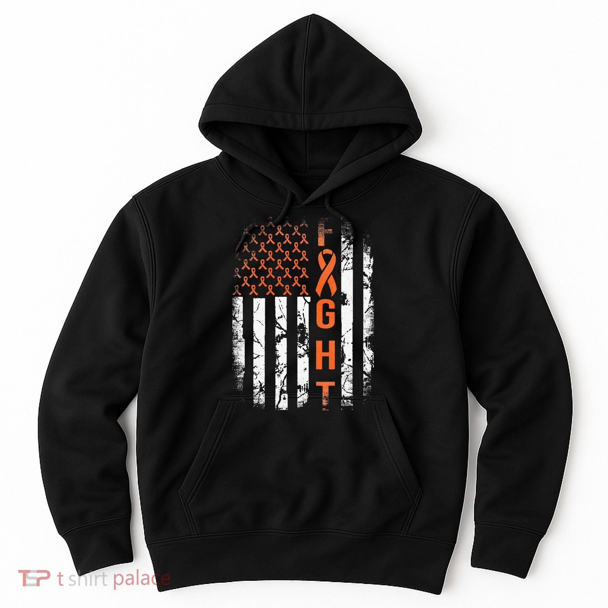 Leukemia Ribbon Fight American Flag Leukemia Awareness Hoodie