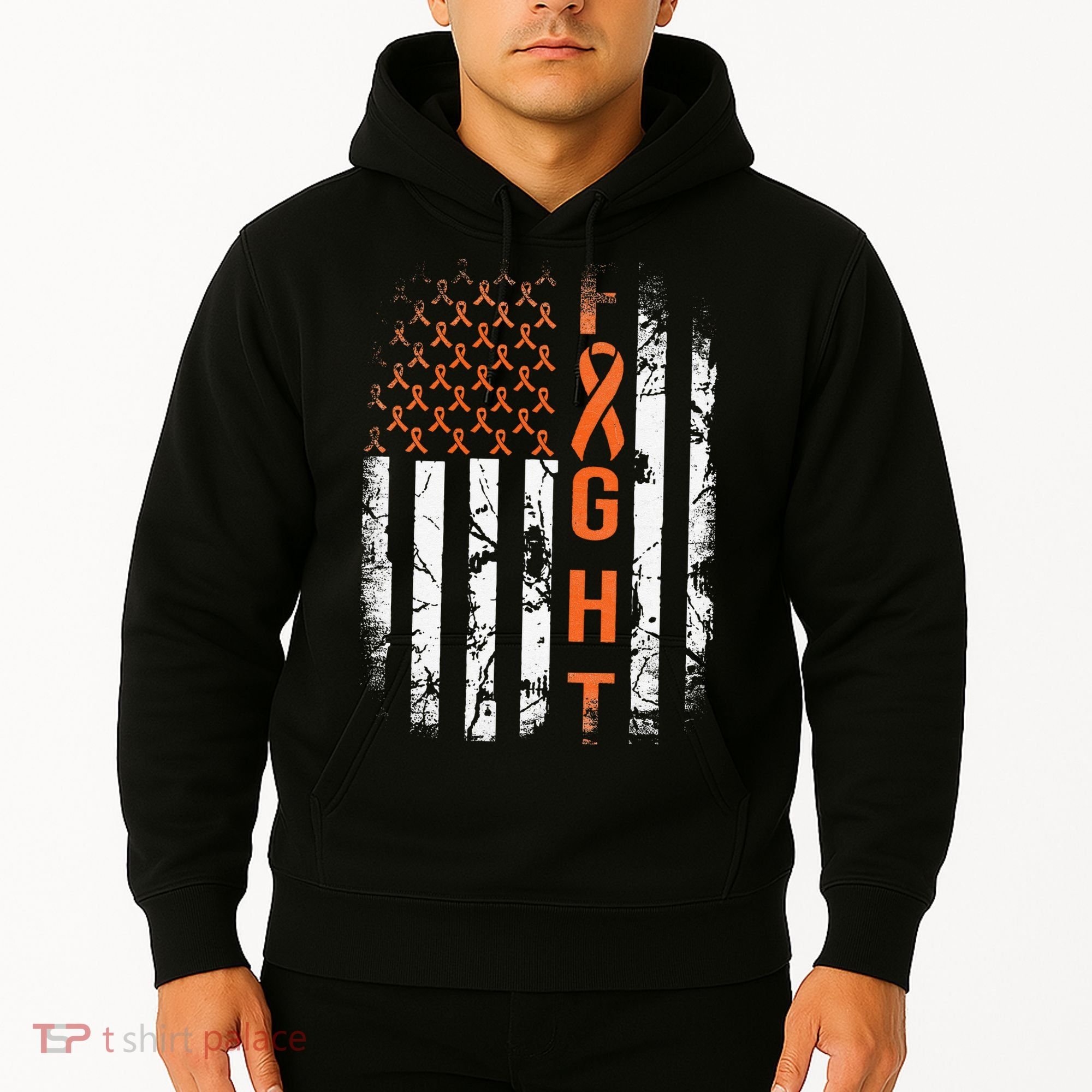 Leukemia Ribbon Fight American Flag Leukemia Awareness Hoodie