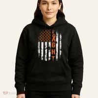 Leukemia Ribbon Fight American Flag Leukemia Awareness Hoodie thumb 5