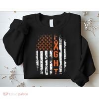 Leukemia Ribbon Fight American Flag Leukemia Awareness Sweatshirt thumb 2