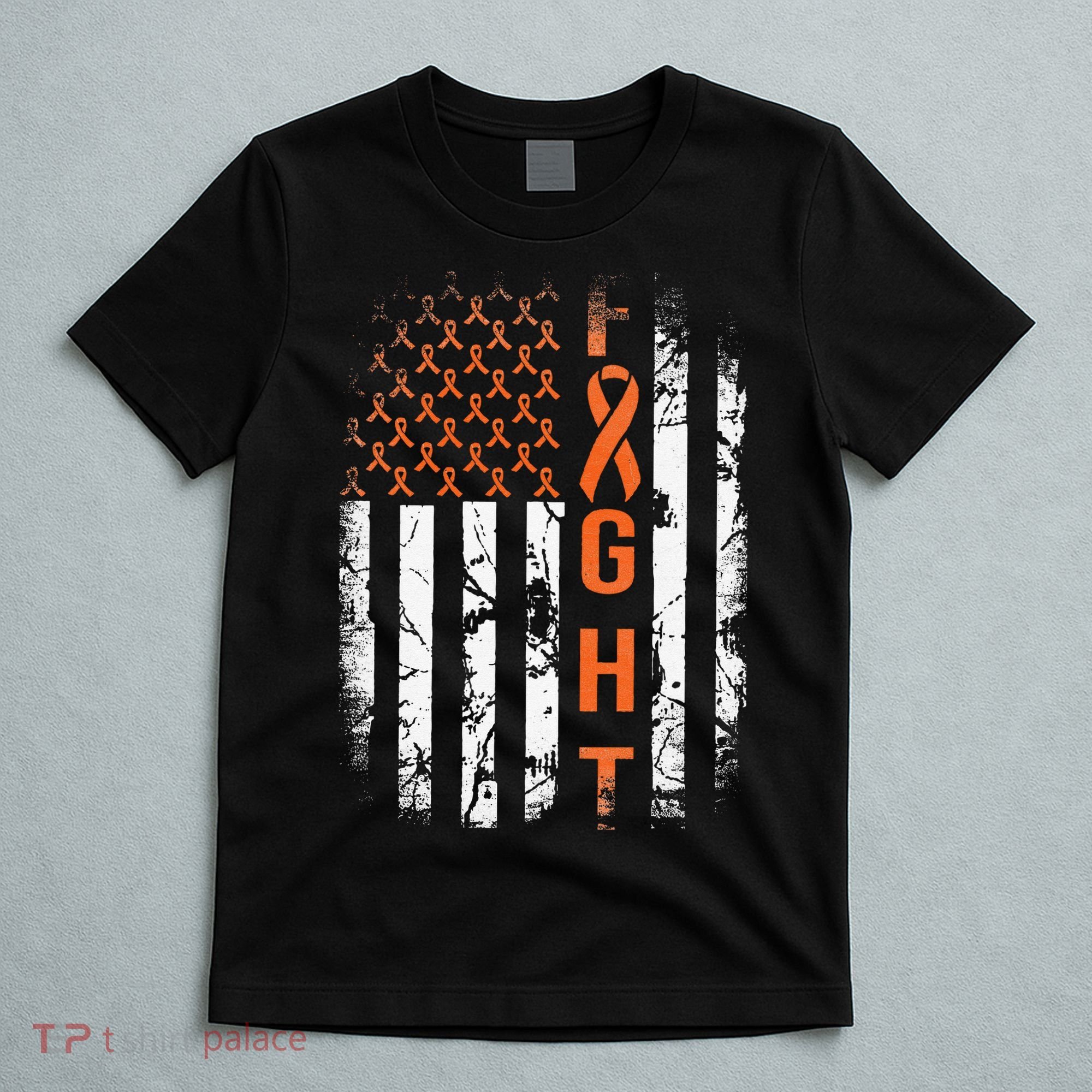 Leukemia Ribbon Fight American Flag Leukemia Awareness T-Shirt