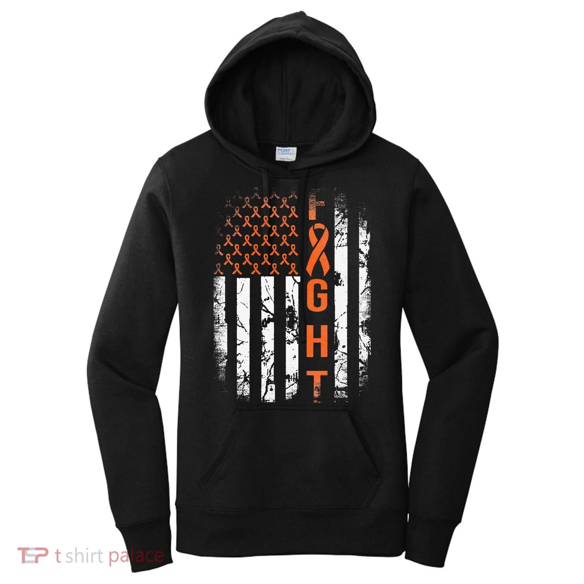 Leukemia Ribbon Fight American Flag Leukemia Awareness Women's Hoodie