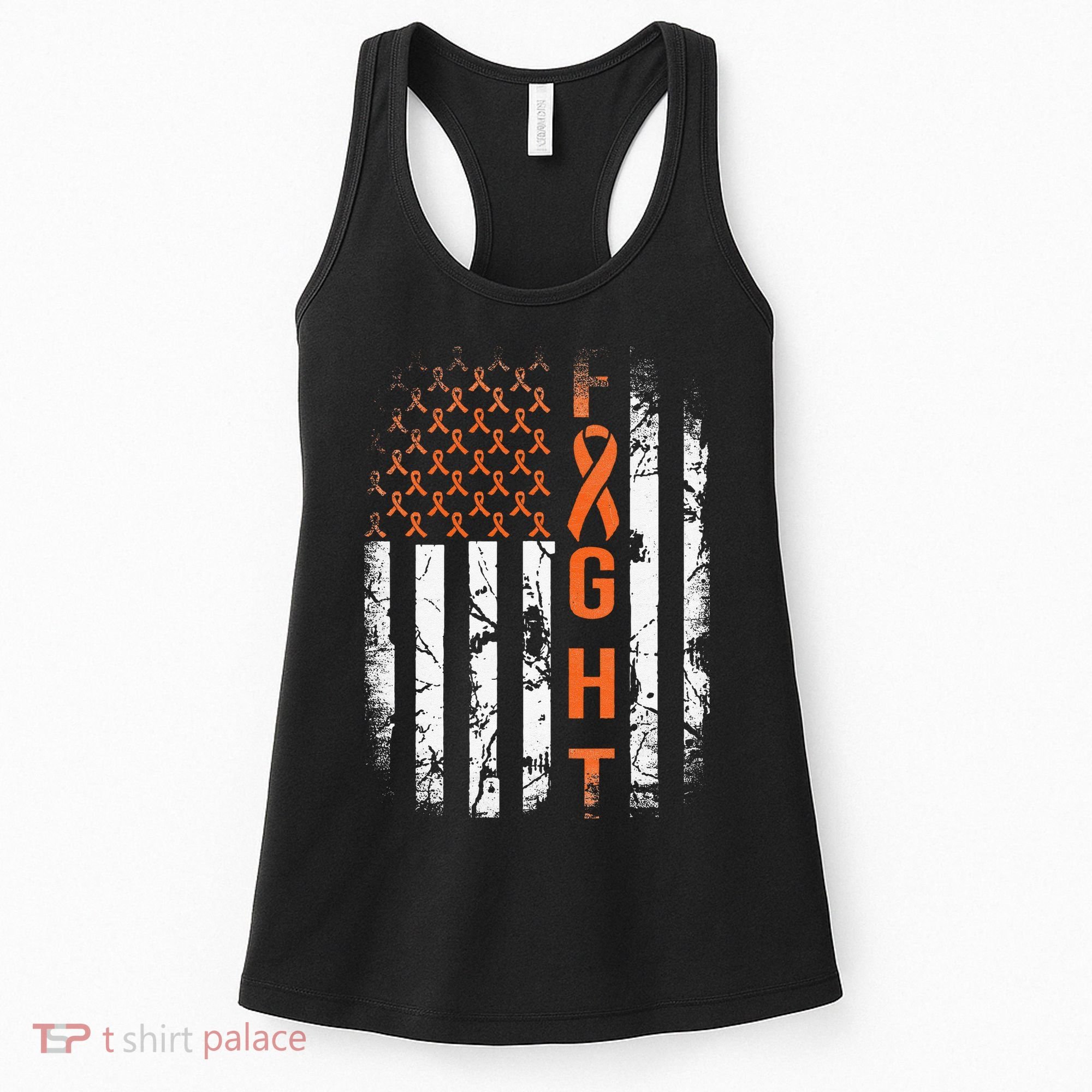 Leukemia Ribbon Fight American Flag Leukemia Awareness Women's Tank Top