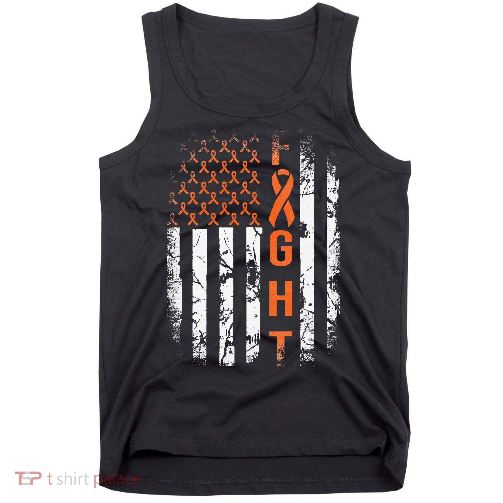 Leukemia Ribbon Fight American Flag Leukemia Awareness Tank Top