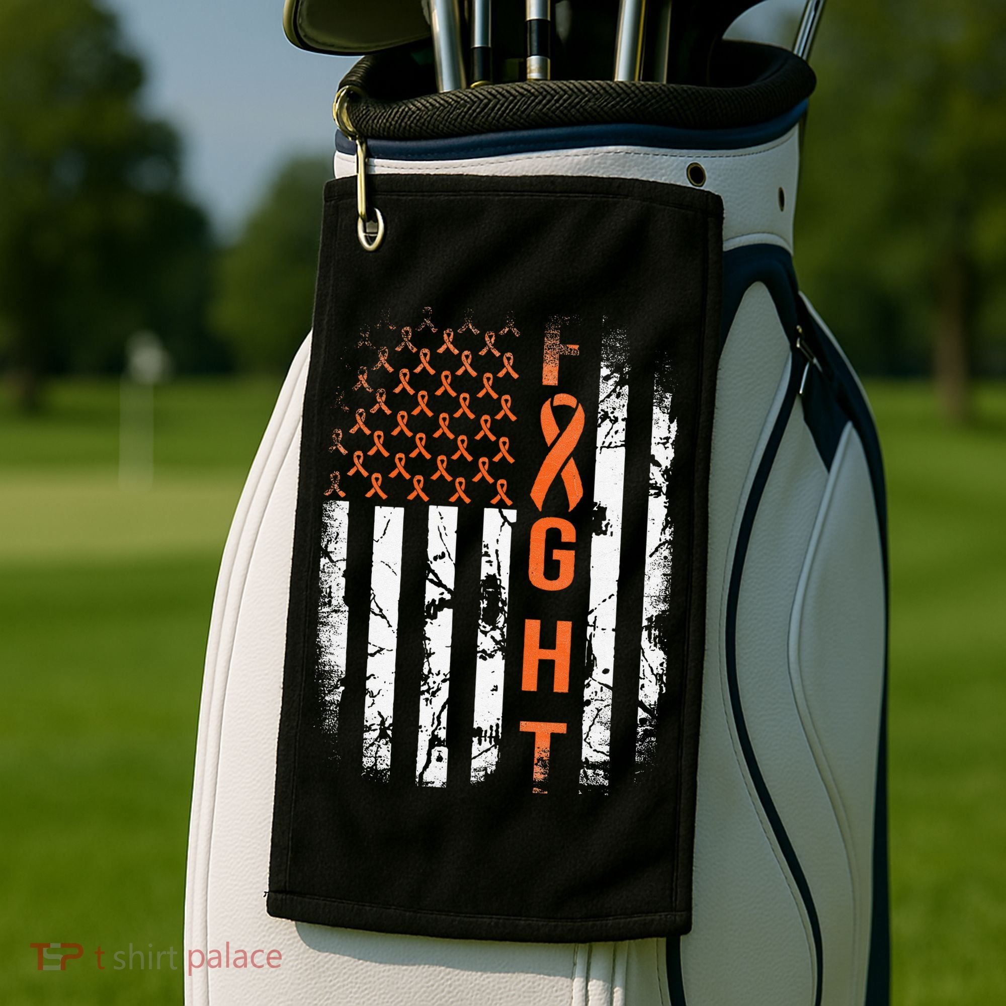 Leukemia Ribbon Fight American Flag Leukemia Awareness Golf Towel