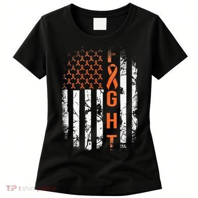Leukemia Ribbon Fight American Flag Leukemia Awareness Women's T-Shirt
