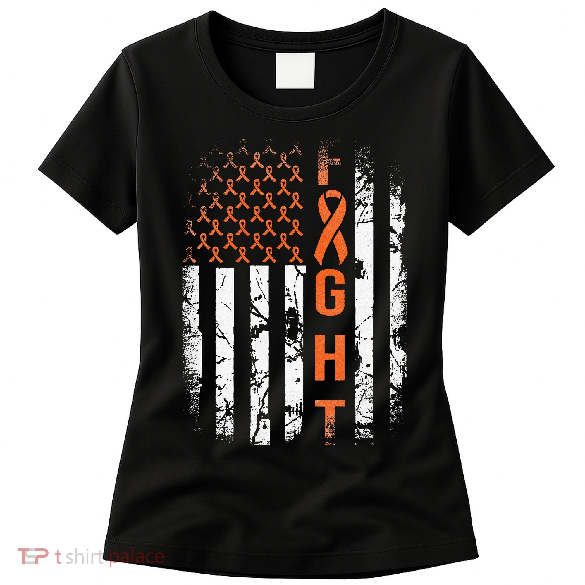 Leukemia Ribbon Fight American Flag Leukemia Awareness Women's T-Shirt