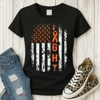Leukemia Ribbon Fight American Flag Leukemia Awareness Women's T-Shirt thumb 3