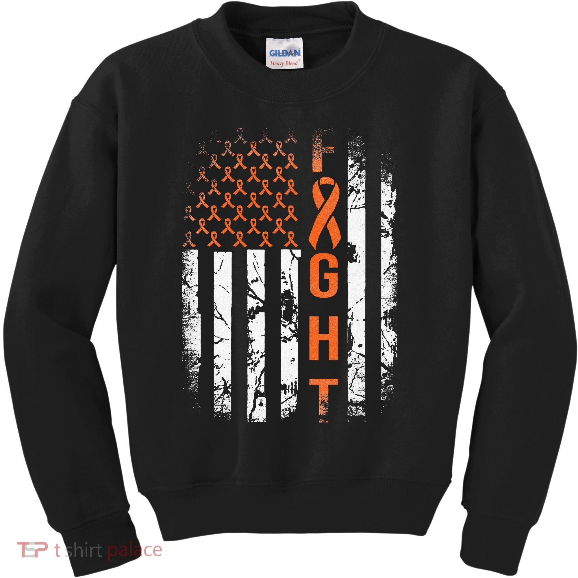 Leukemia Ribbon Fight American Flag Leukemia Awareness Kids Sweatshirt