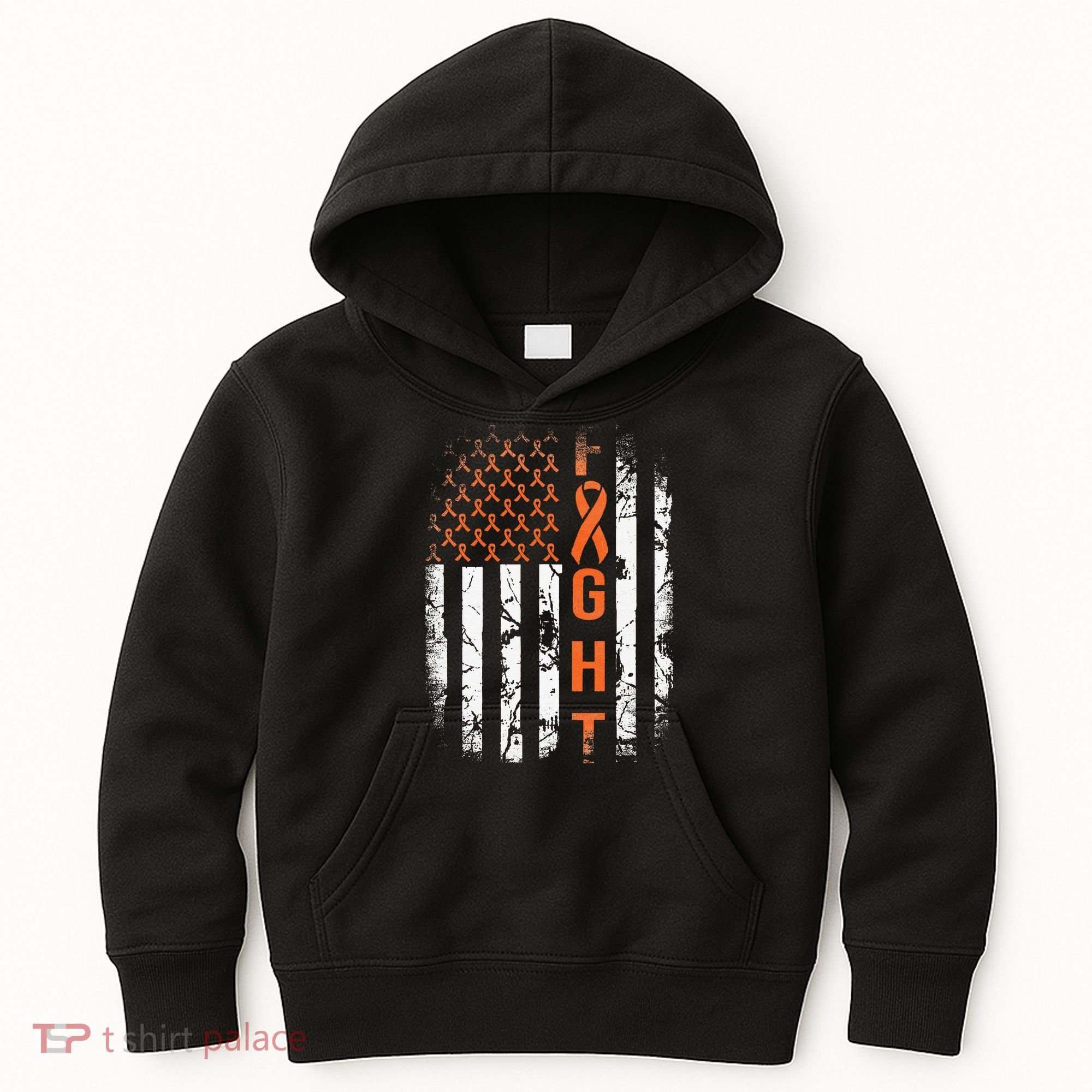 Leukemia Ribbon Fight American Flag Leukemia Awareness Kids Hoodie