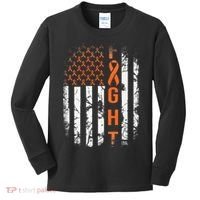 Leukemia Ribbon Fight American Flag Leukemia Awareness Kids Long Sleeve Shirt thumb 0