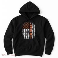 Leukemia Ribbon Fight American Flag Leukemia Awareness Hoodie thumb 0