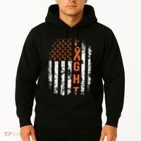 Leukemia Ribbon Fight American Flag Leukemia Awareness Hoodie thumb 2
