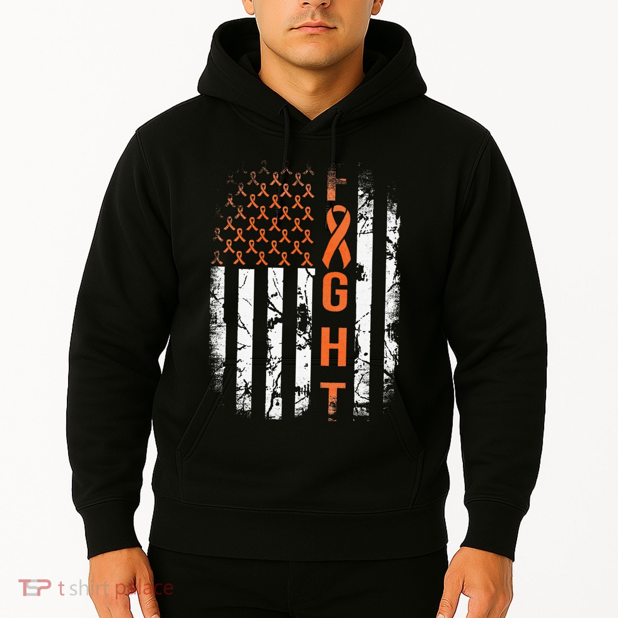 Leukemia Ribbon Fight American Flag Leukemia Awareness Hoodie