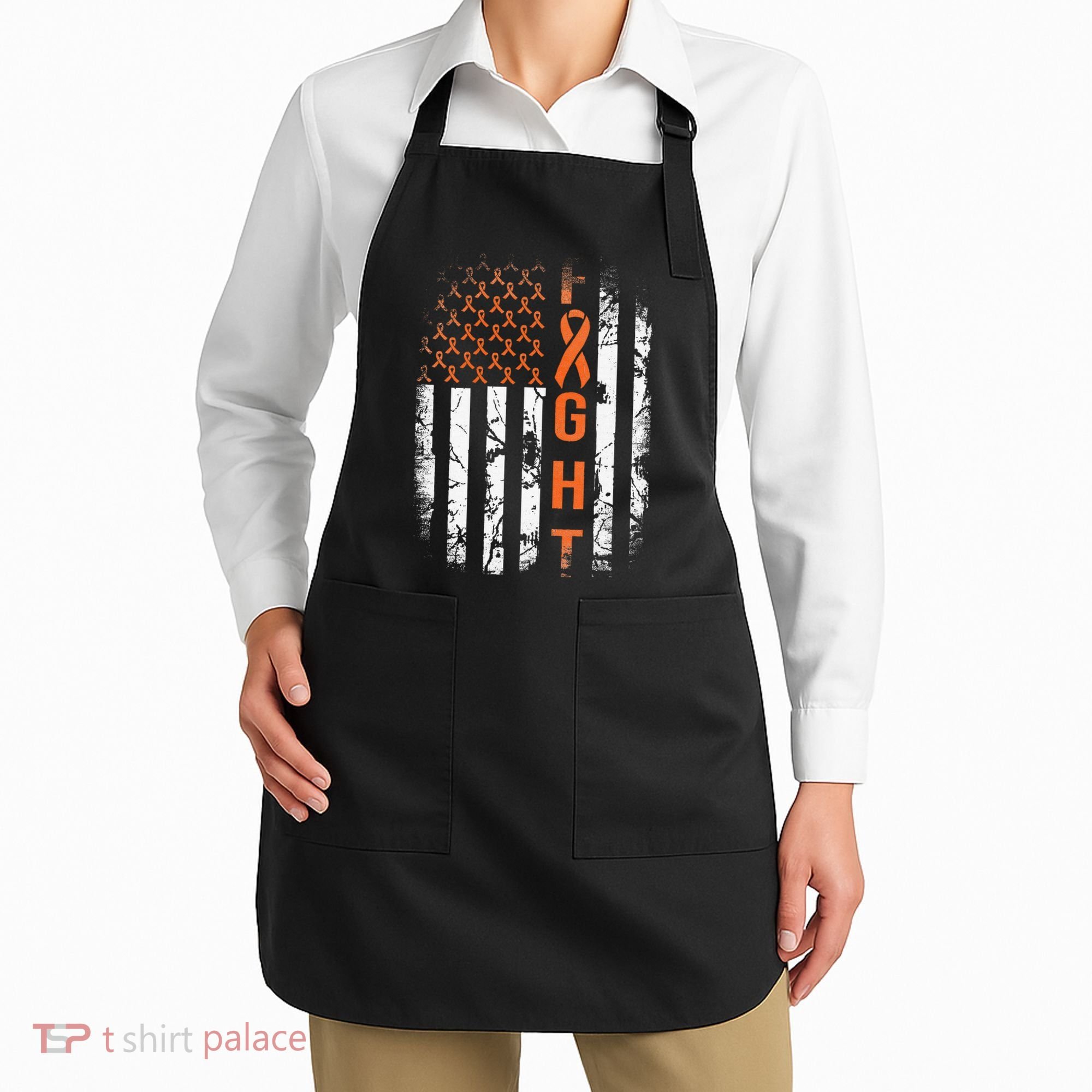 Leukemia Ribbon Fight American Flag Leukemia Awareness Apron