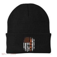 Leukemia Ribbon Fight American Flag Leukemia Awareness Beanie thumb 0