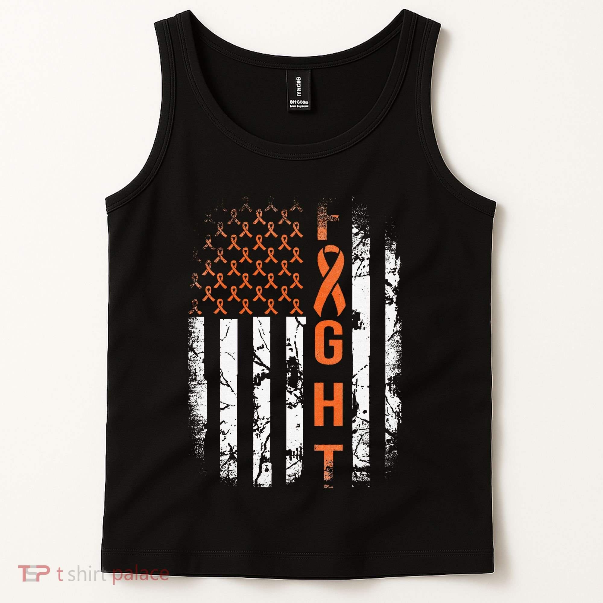 Leukemia Ribbon Fight American Flag Leukemia Awareness Tank Top
