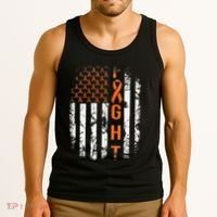 Leukemia Ribbon Fight American Flag Leukemia Awareness Tank Top thumb 3