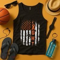 Leukemia Ribbon Fight American Flag Leukemia Awareness Tank Top thumb 4