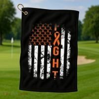 Leukemia Ribbon Fight American Flag Leukemia Awareness Golf Towel thumb 1