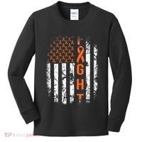 Leukemia Ribbon Fight American Flag Leukemia Awareness Kids Long Sleeve Shirt thumb 0