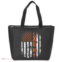 Leukemia Ribbon Fight American Flag Leukemia Awareness Tote Bag thumb 0