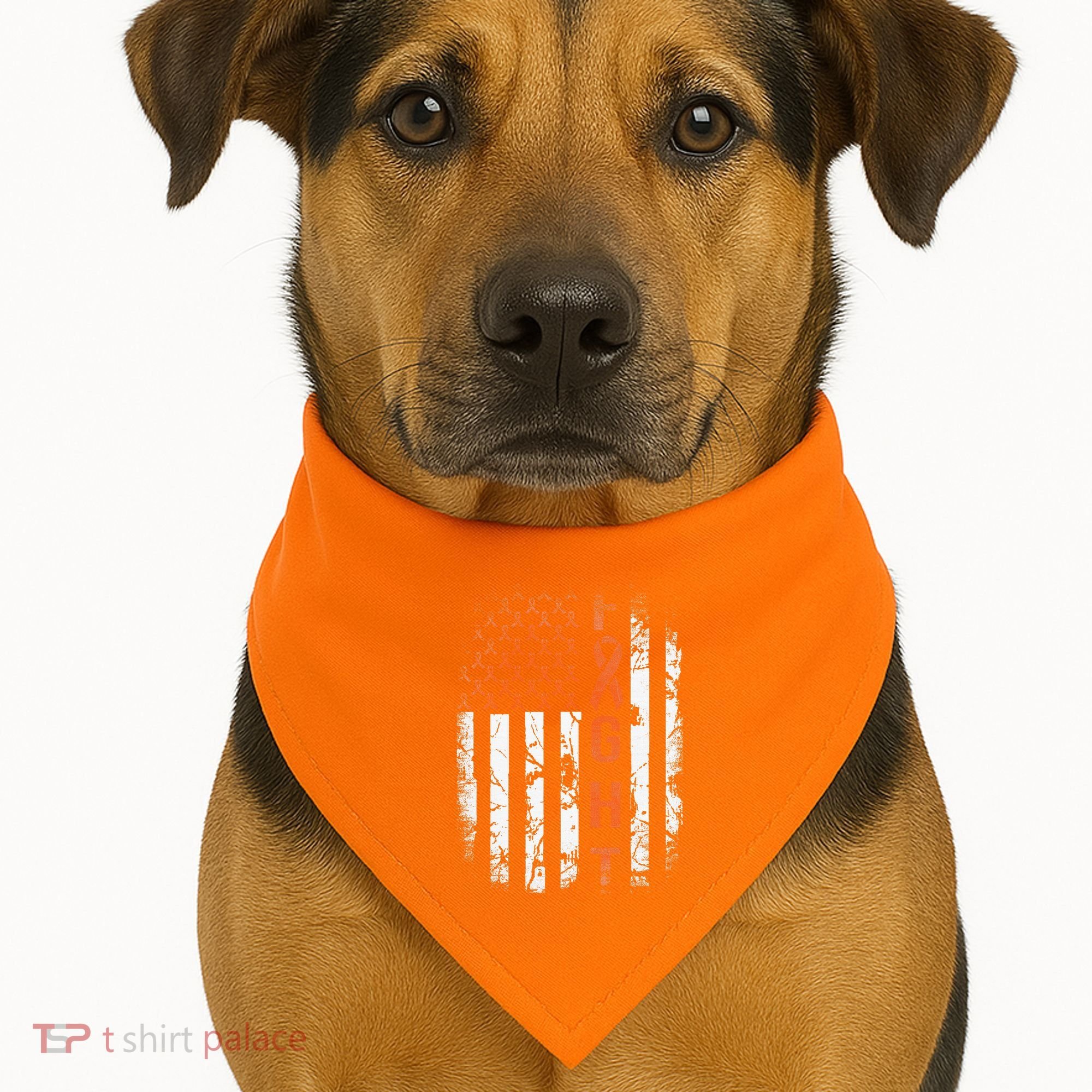 Leukemia Ribbon Fight American Flag Leukemia Awareness USA-Made Doggie Bandana