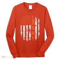 Leukemia Ribbon Fight American Flag Leukemia Awareness Long Sleeve Shirt thumb 0