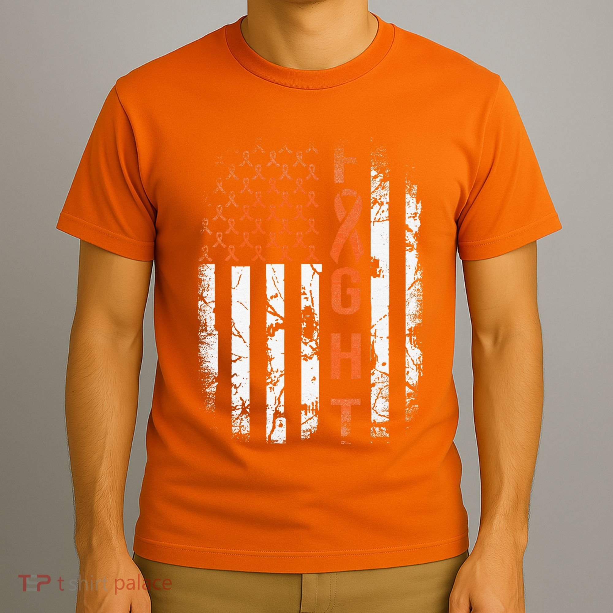 Leukemia Ribbon Fight American Flag Leukemia Awareness T-Shirt