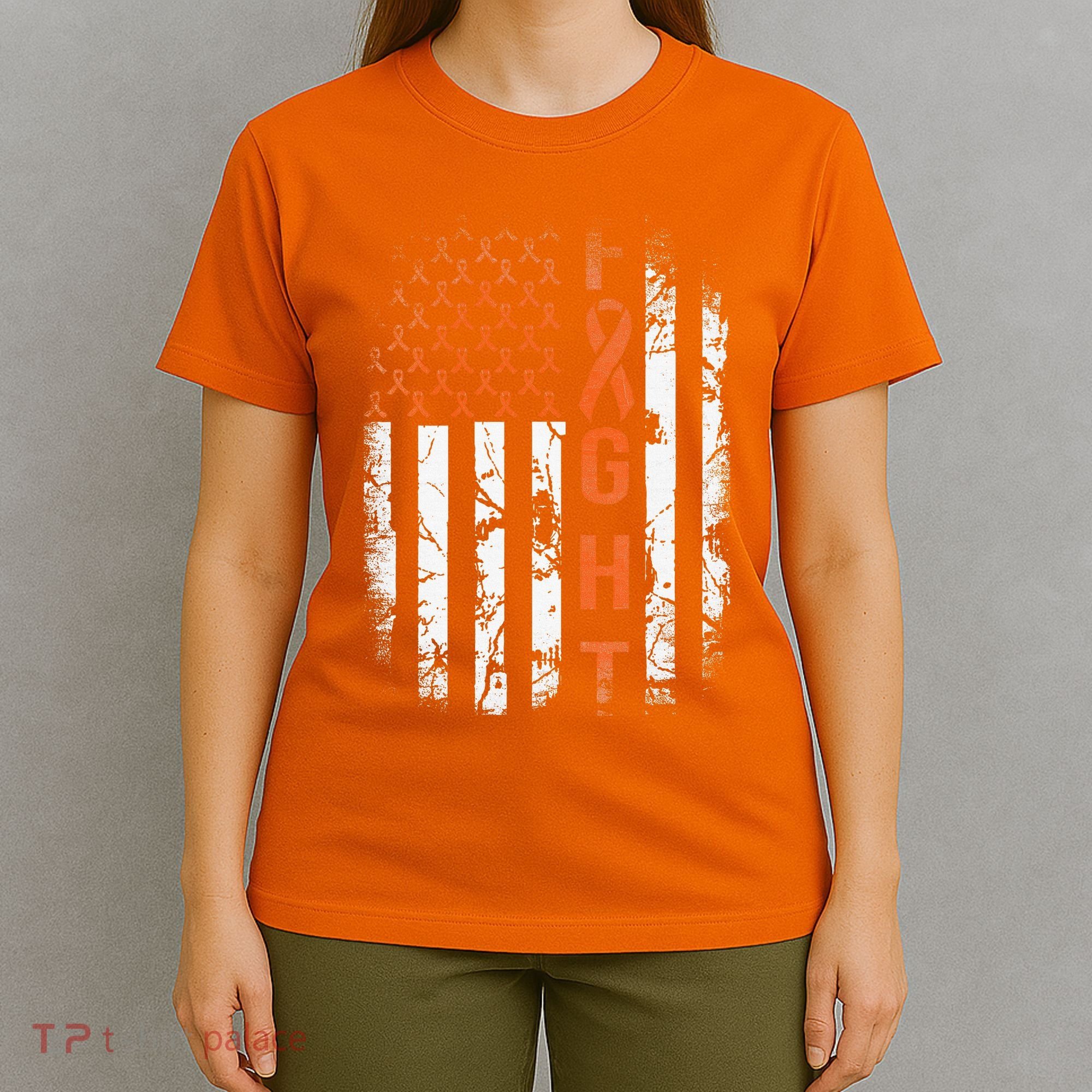 Leukemia Ribbon Fight American Flag Leukemia Awareness T-Shirt