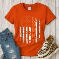 Leukemia Ribbon Fight American Flag Leukemia Awareness Women's T-Shirt thumb 3