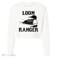 Loon Ranger Funny Common Loon Bird Watching Cropped Pullover Crew thumb 0