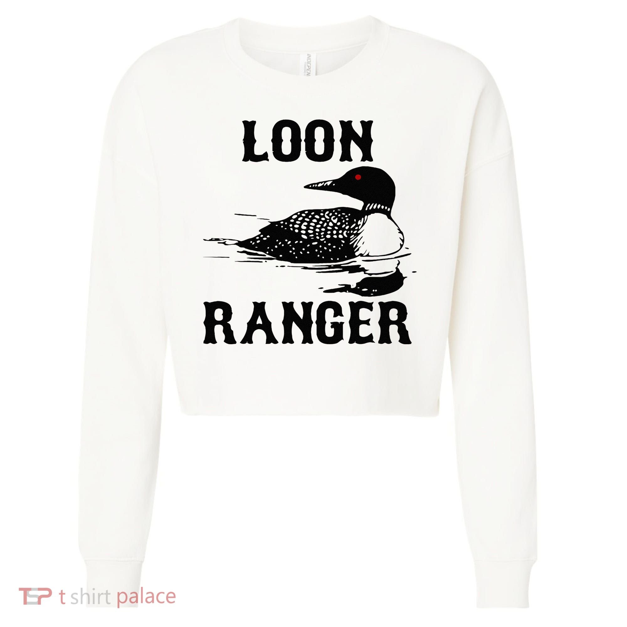 Loon Ranger Funny Common Loon Bird Watching Cropped Pullover Crew