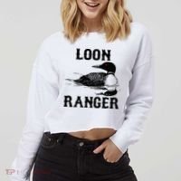Loon Ranger Funny Common Loon Bird Watching Cropped Pullover Crew thumb 2