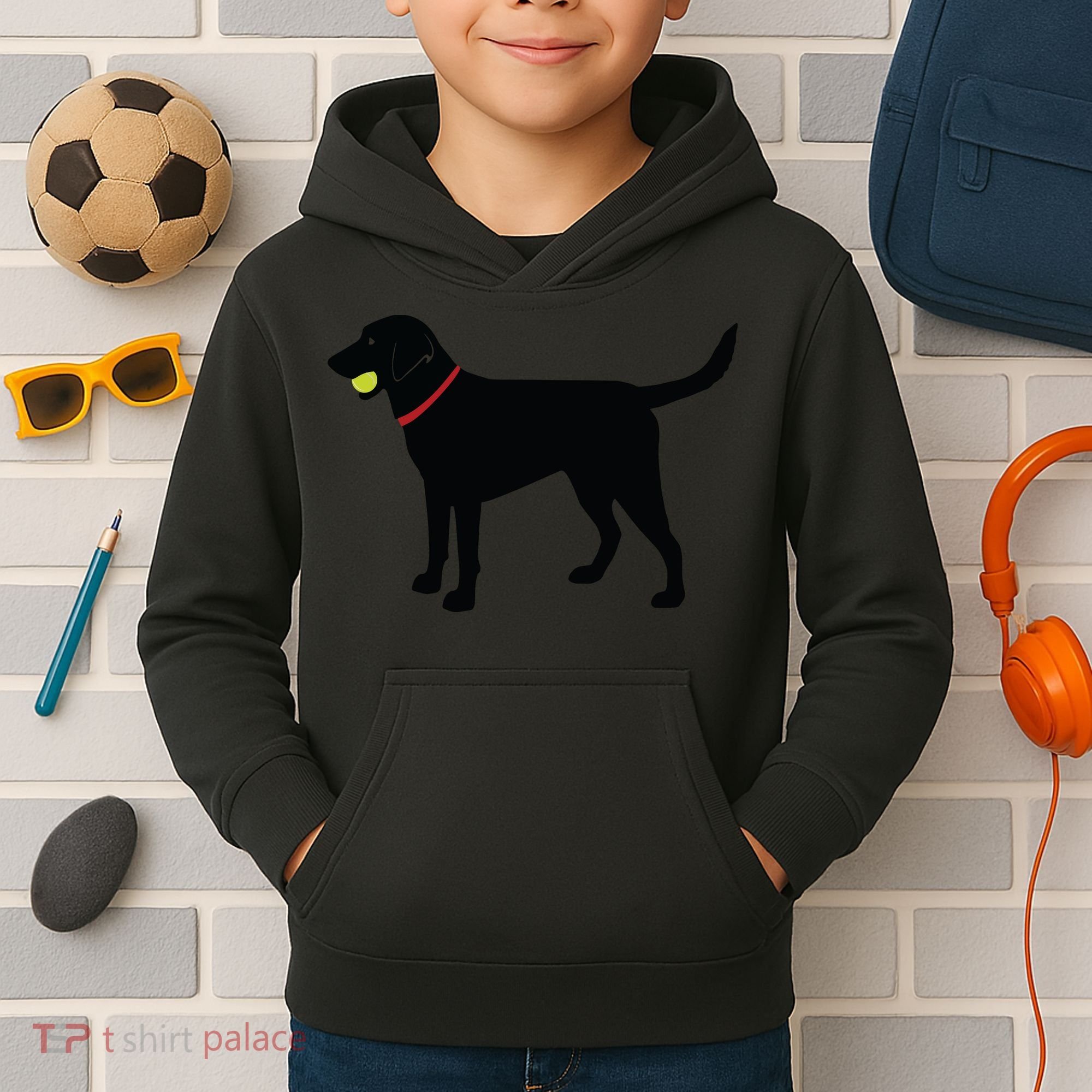 Labrador Retriever Fetch Black Lab Play Ball Kids Hoodie