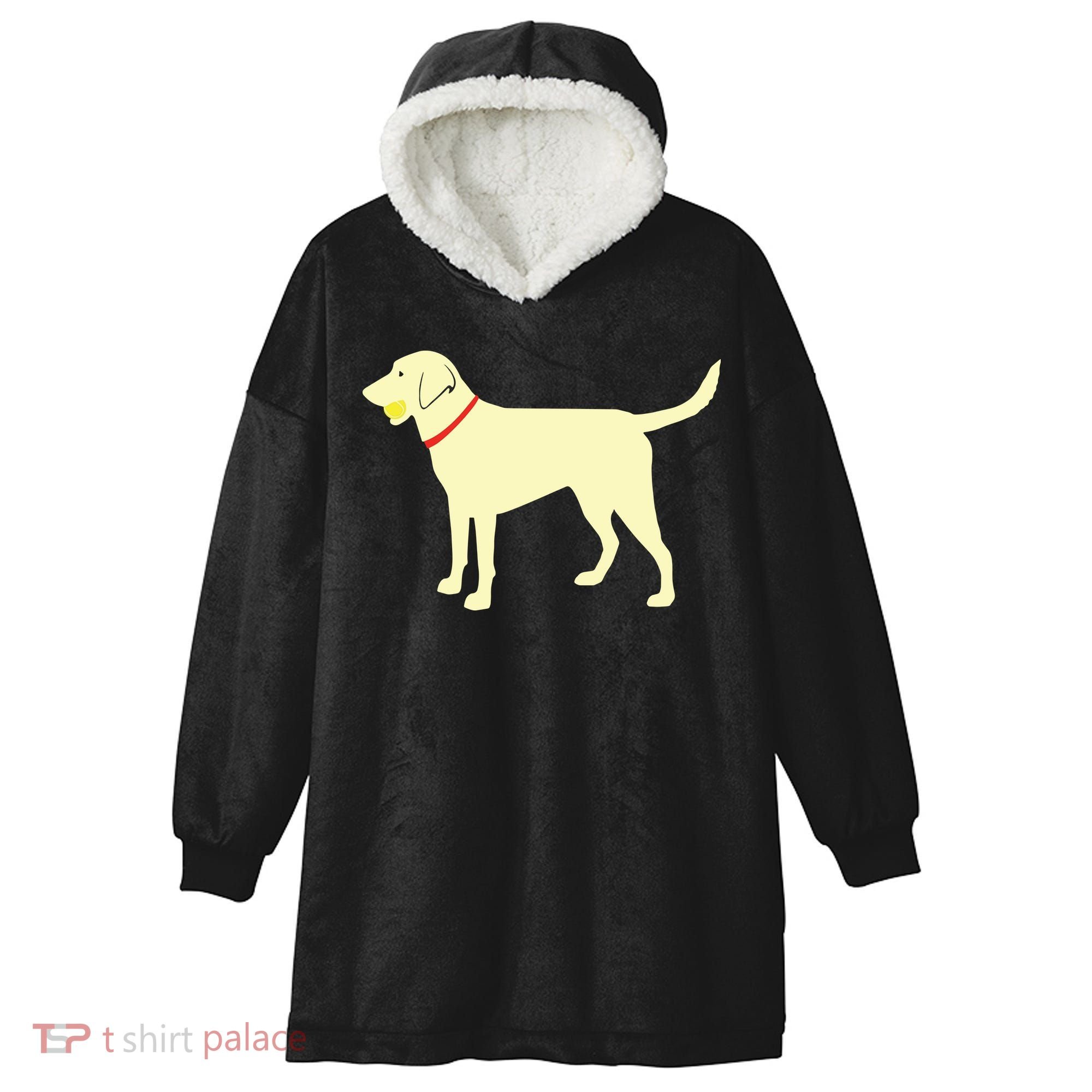 Labrador Retriever Fetch Yellow Lab Play Ball Hooded Wearable Blanket