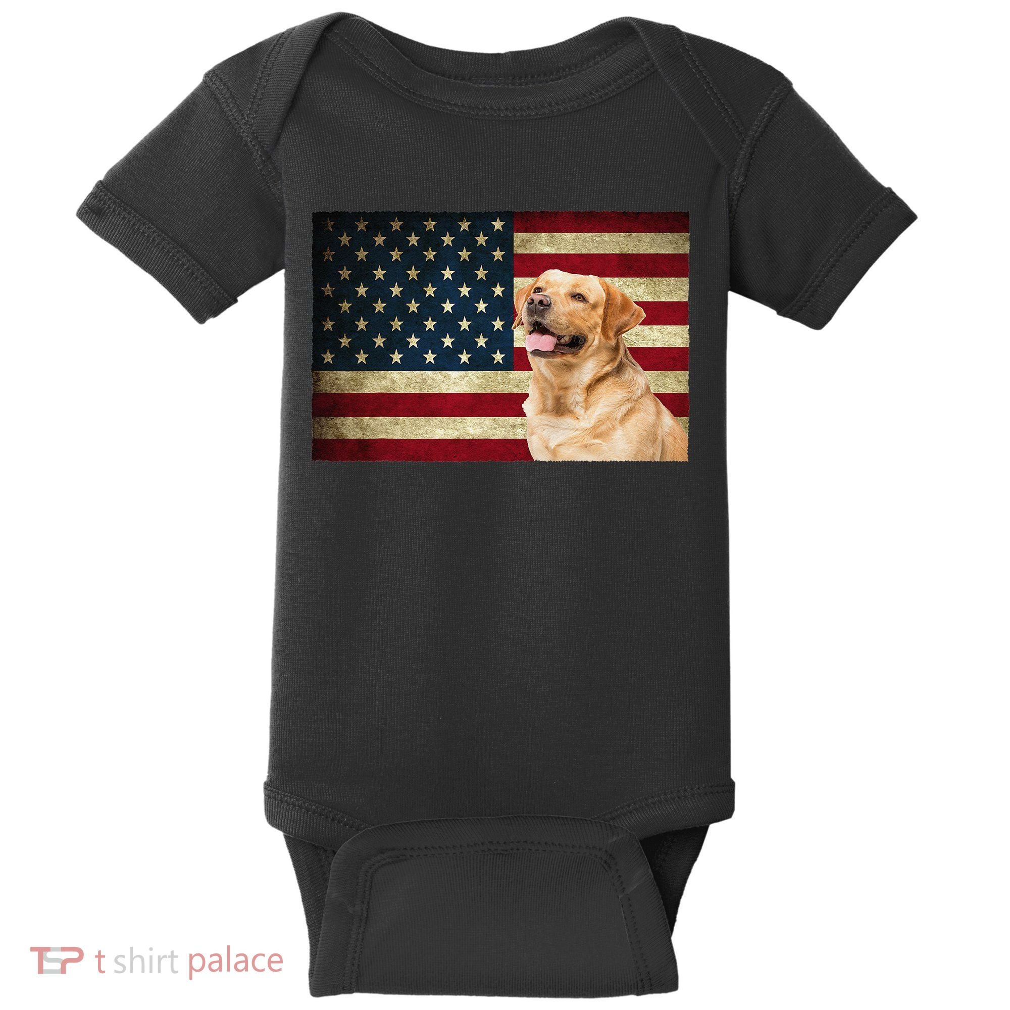 Labrador retriever gifts American Flag Lab dog Baby Bodysuit
