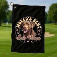 Labrador Retirever Groovy Worlds Best Chocolate Lab Mom Golf Towel thumb 1