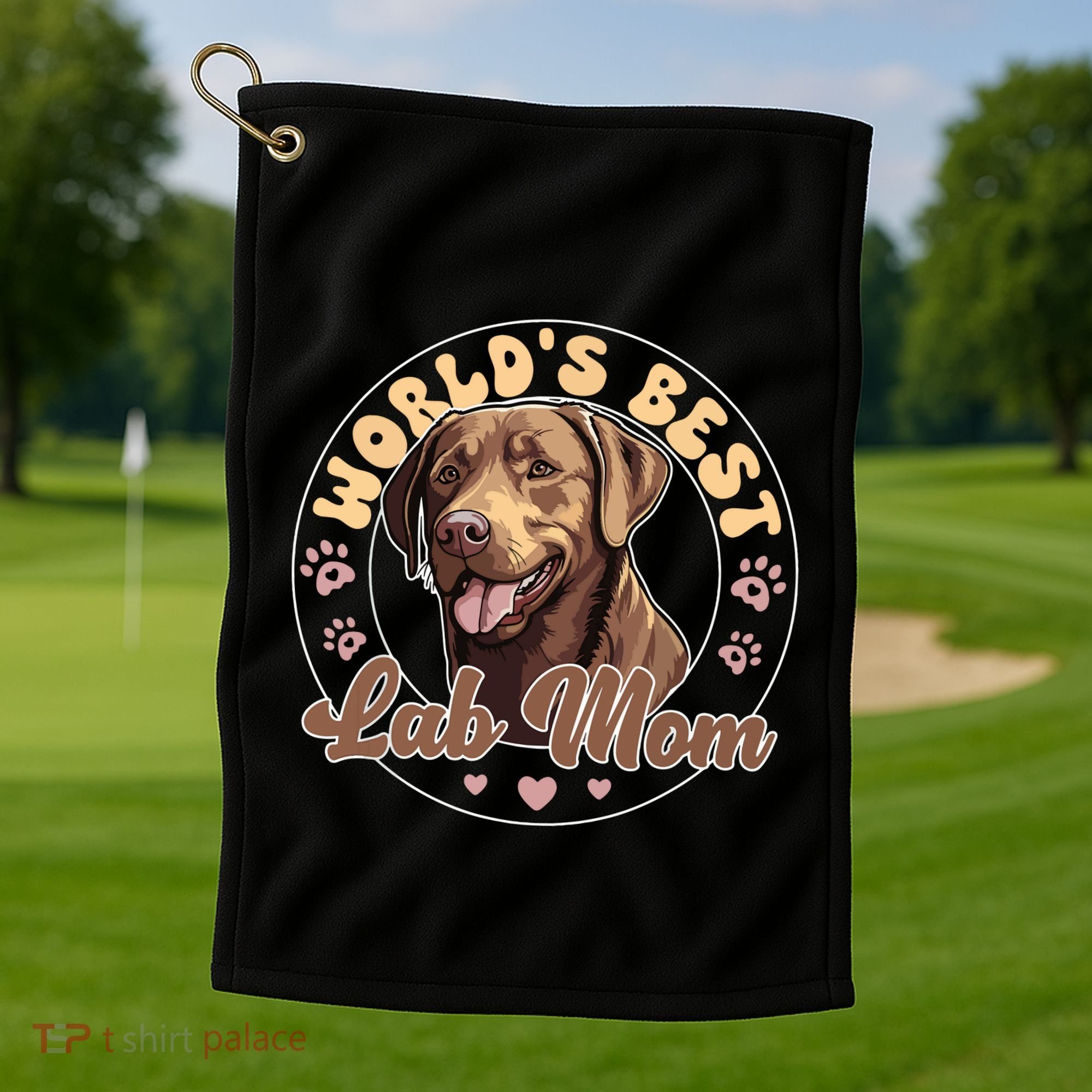 Labrador Retirever Groovy Worlds Best Chocolate Lab Mom Golf Towel