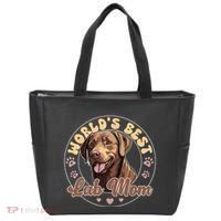 Labrador Retirever Groovy Worlds Best Chocolate Lab Mom Tote Bag thumb 0
