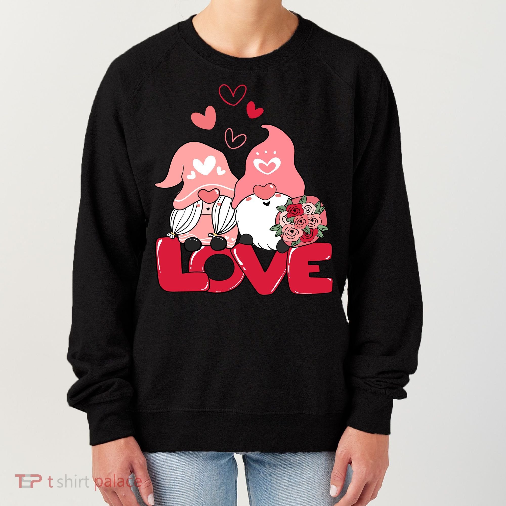 Love Romantic Gnome Couple Valentines Day Women's Sweatshirt