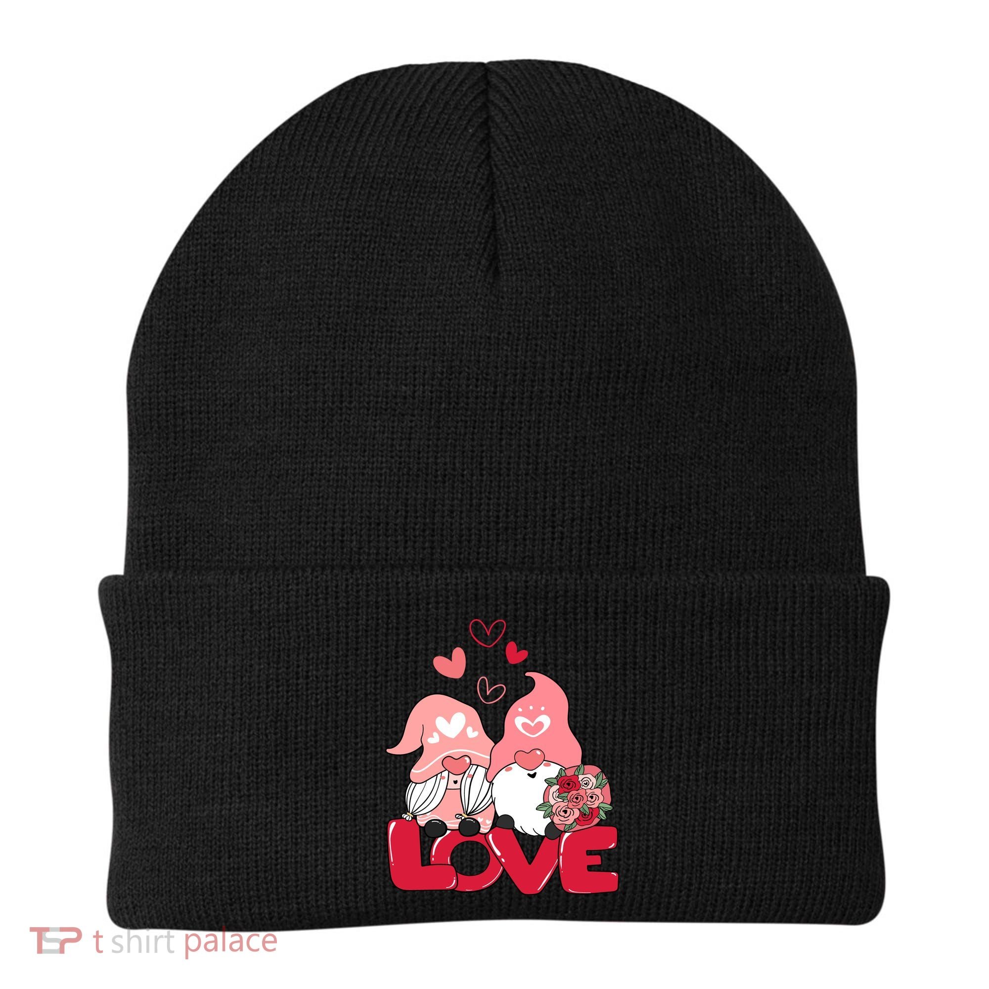 Love Romantic Gnome Couple Valentines Day Beanie