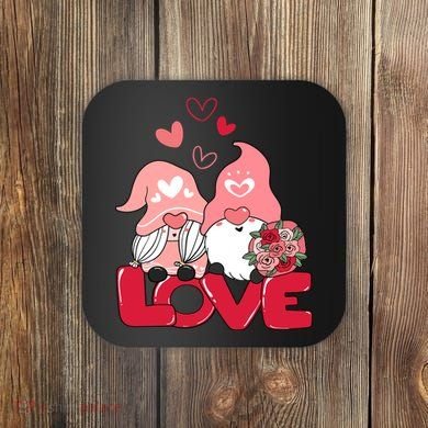 Love Romantic Gnome Couple Valentines Day Coaster